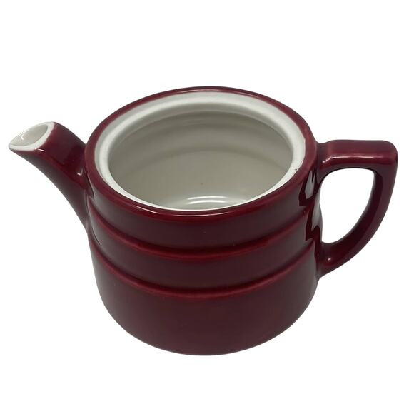 Three piece maroon Coorsite Pottery teapot infuser - Picture 4 of 12